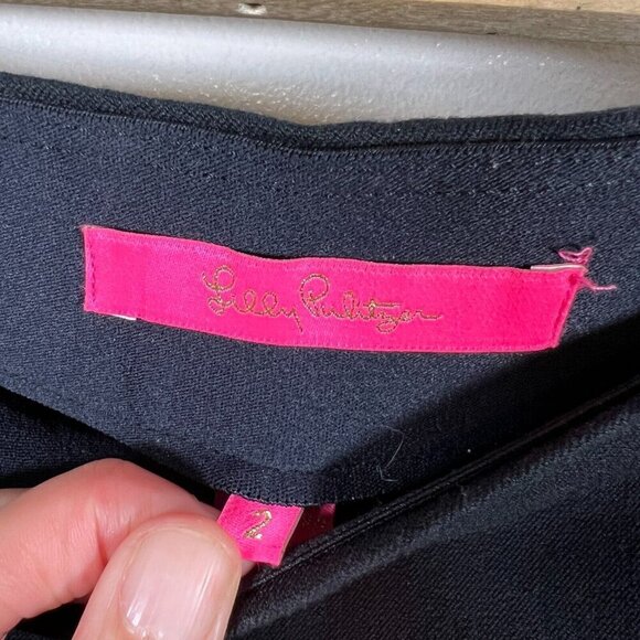 Lilly Pulitzer Merrin High-Rise Bi-Stretch Pant Size 2 Solid Black Work Office - Picture 3 of 9